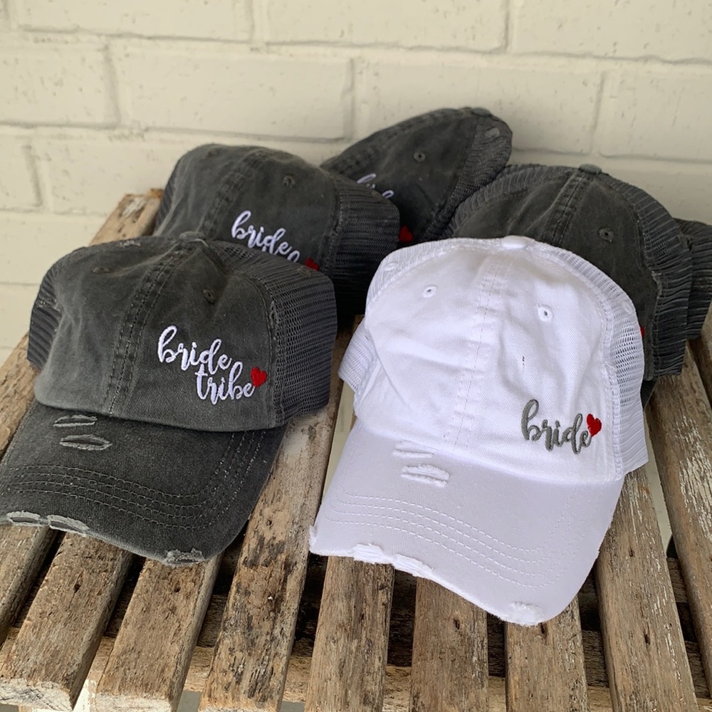 Distressed Bride-Bride Tribe High Ponytail Group Hats